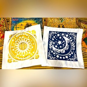 16” throw pillows set of 2 “Sun & Moon”